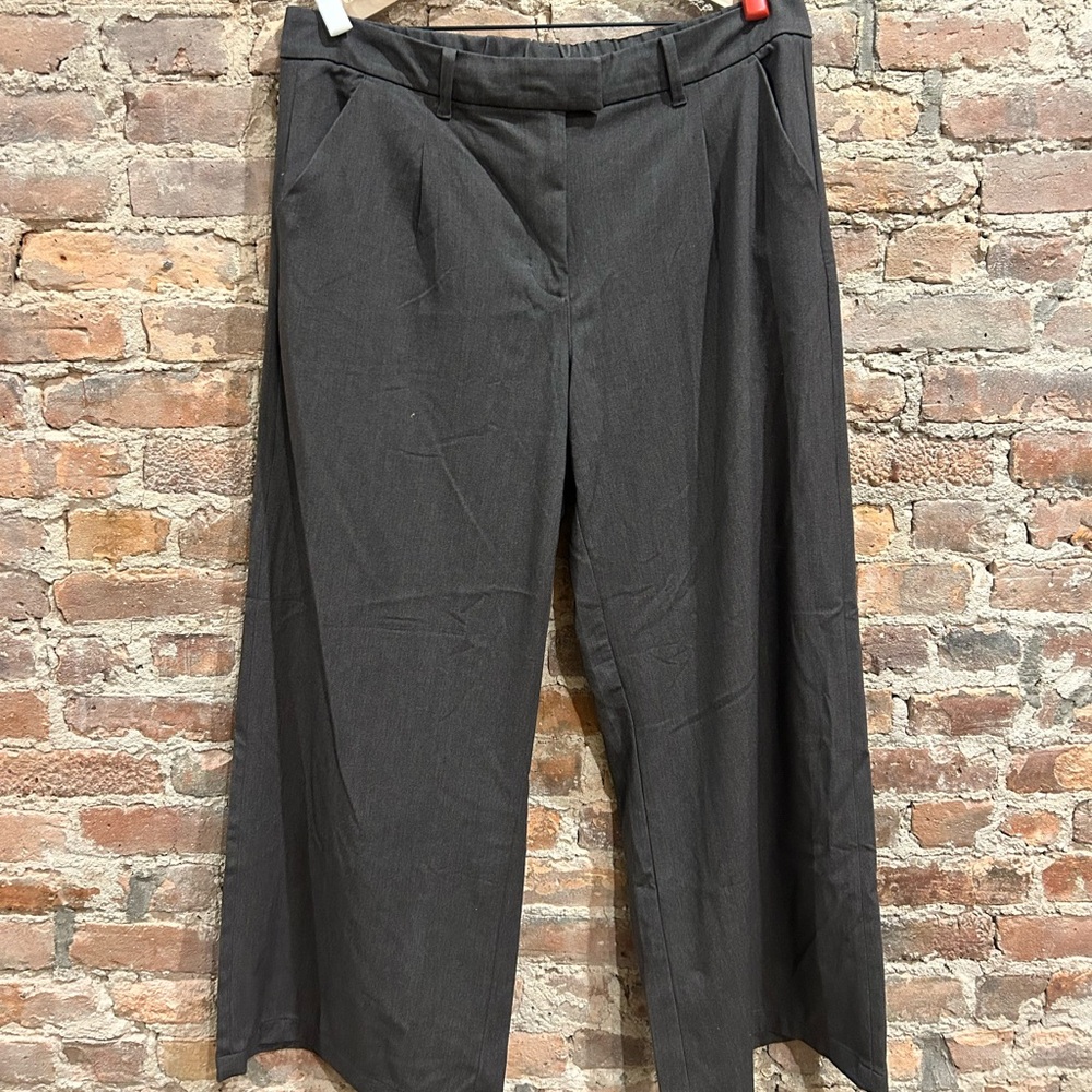 American Eagle Classic Wide-Leg Gray Dress Pants